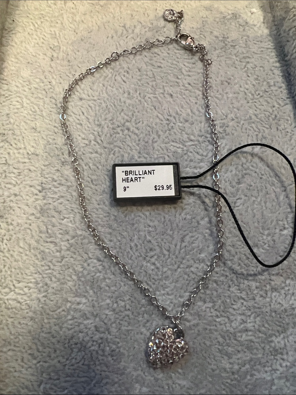 "Brilliant Heart" Silver Crystal Heart Pendant anklet